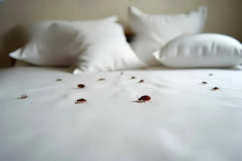 Beaucoup d'insectes sur ce lit - puces, punaises de lit - désinsectisation