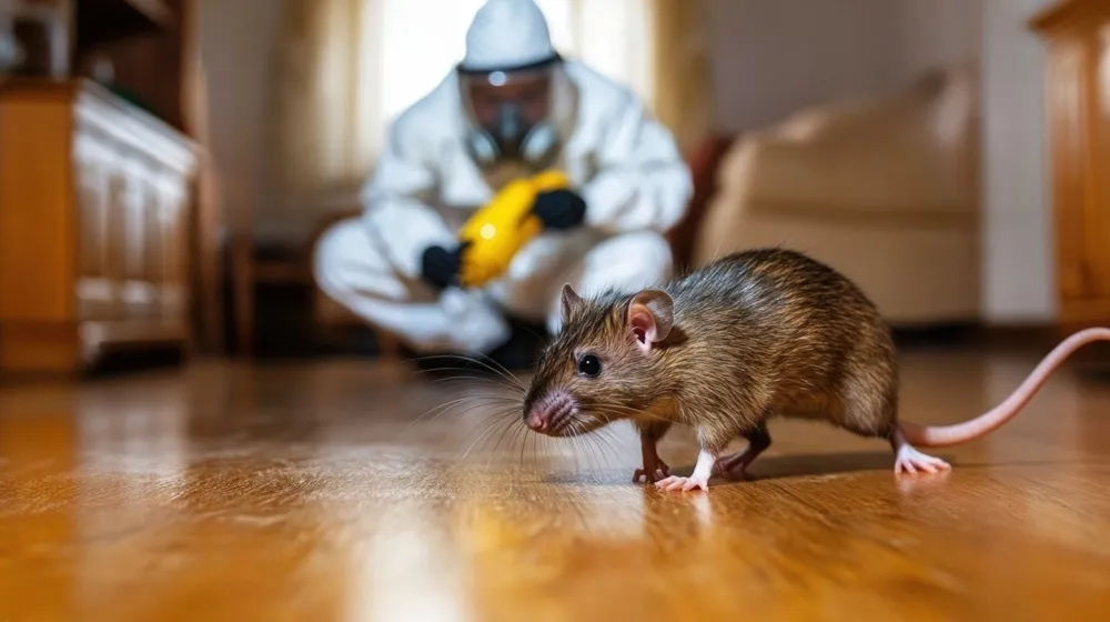 Expert tentant d'attraper un rat - dératisation